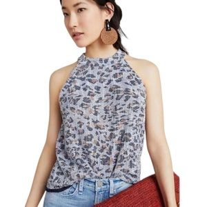 ANTHROPOLOGIE W5 Cary Leopard Print Fringe Tank